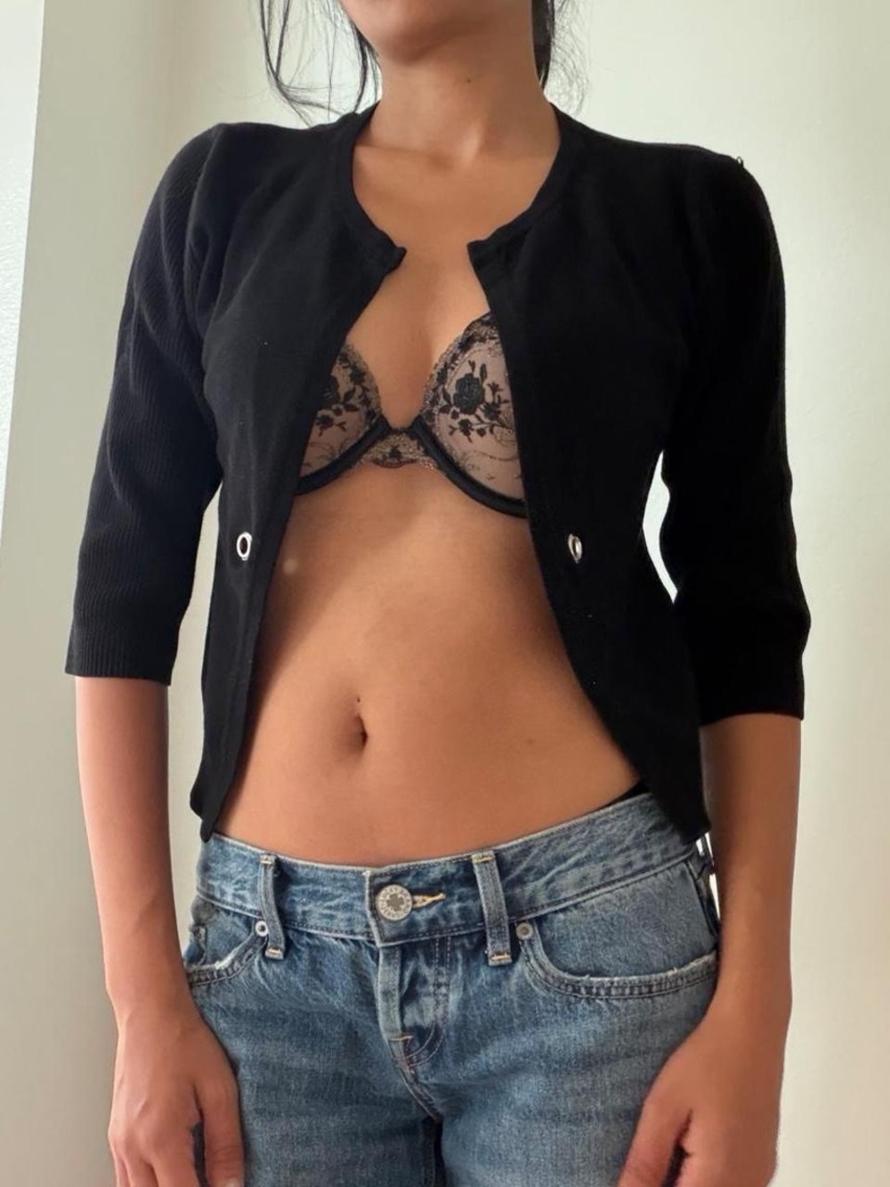 Y2K Bubblegum Black Grommet Cardigan
